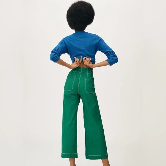 The Colette Crop Wide-Leg Pants by Maeve: Contrast-Stitch Edition - Picture 2 of 6